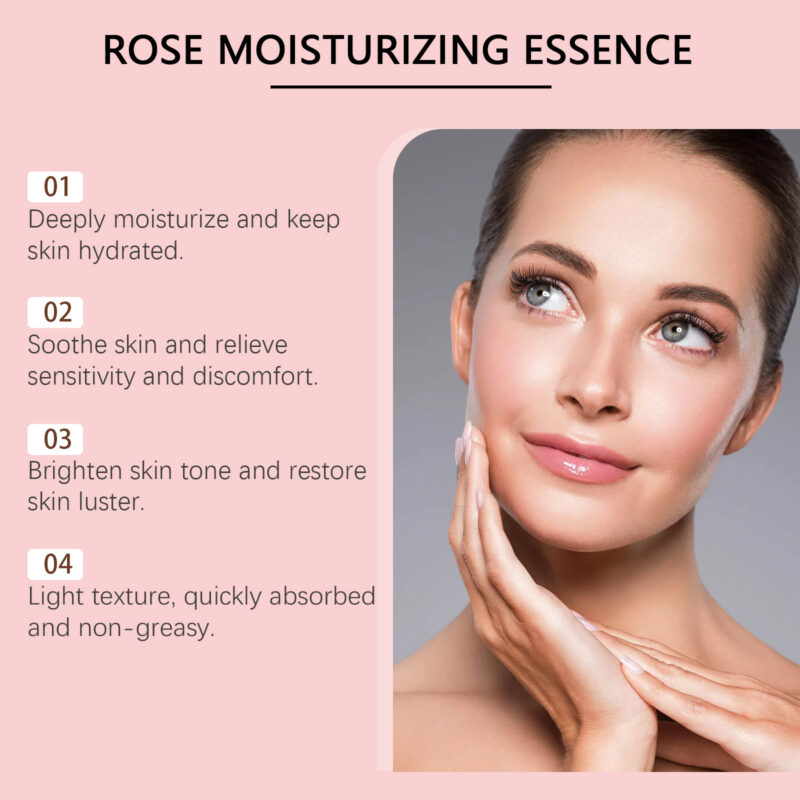 Rose Moisturizing Essence | Hydrating Nourishing Facial Serum with Plant-Based Ingredients - Image 4