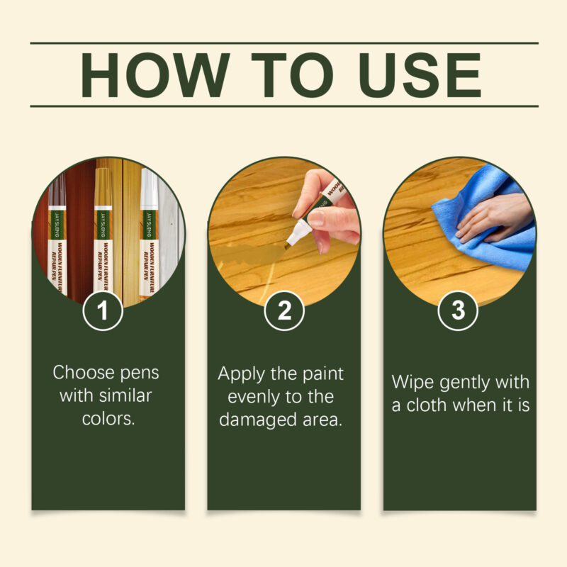 Wooden Furniture Repair Pen Kit (3-Piece) - Scratch Repair & Color Retouching - Image 6