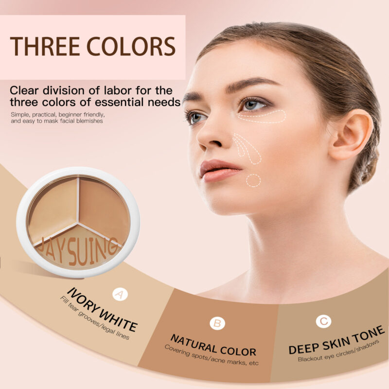 Three-Color Concealer | Natural Coverage for Blemishes, Spots, Dark Circles | Non-Powdery Fresh Finish - Image 4