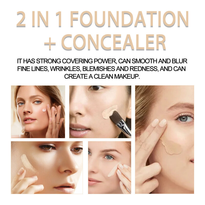 2-in-1 Foundation Concealer | Natural Long-Lasting Coverage, Minimize Pores - Image 3