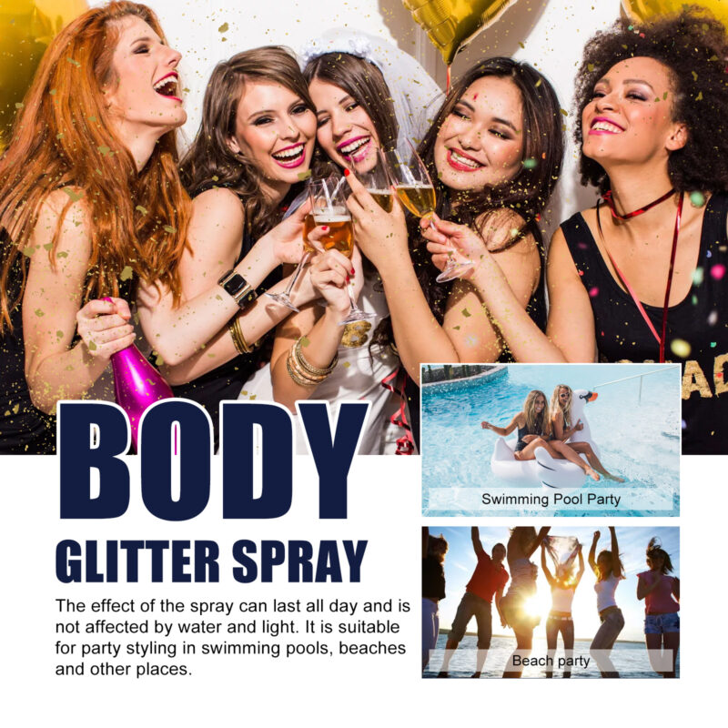 Party Glitter Highlighter Spray - Shimmer Spray for Body & Hair - Image 3