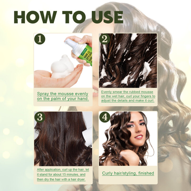 Fluffy Curl Styling Mousse, Anti-Frizz Moisturizing Foam for Curly Hair - Image 6