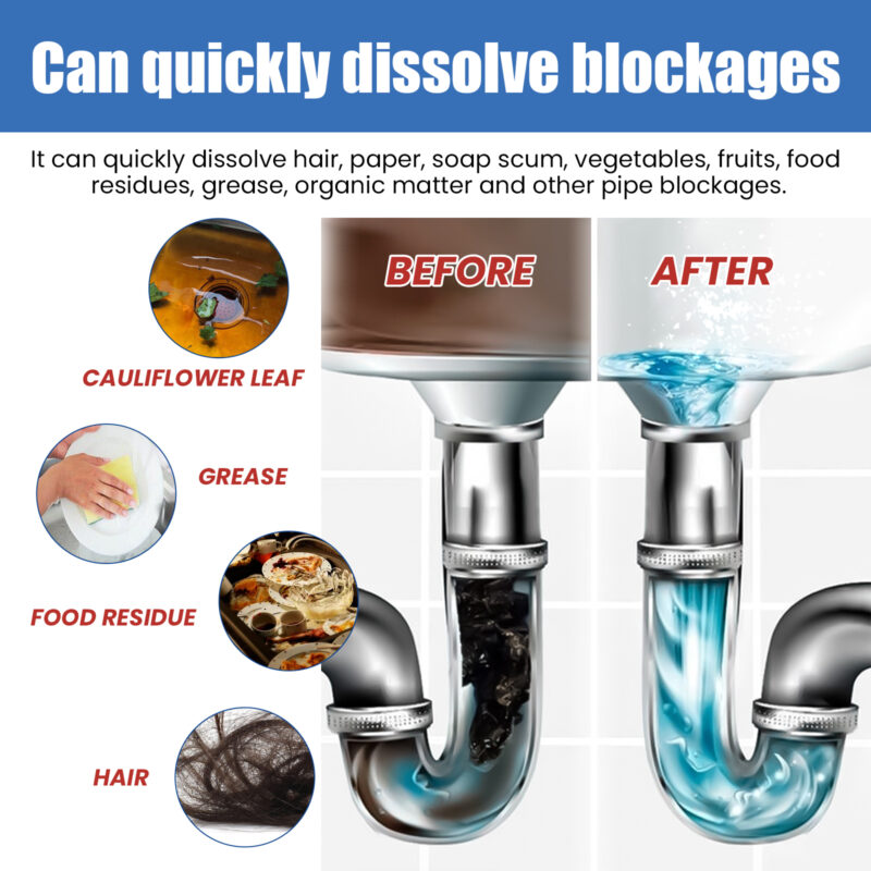 Pipe Cleaner Drain Unclogger & Natural Deodorizer for Kitchen Bathroom - Image 4