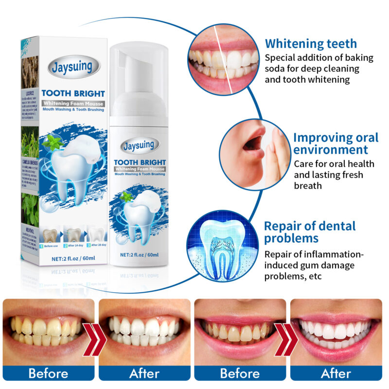 Whitening Foam Toothpaste for Fresh Breath & Tartar Care - Travel-Friendly - Image 3