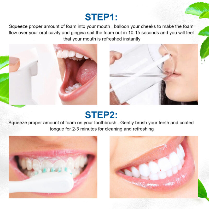 Whitening Foam Toothpaste for Fresh Breath & Tartar Care - Travel-Friendly - Image 6