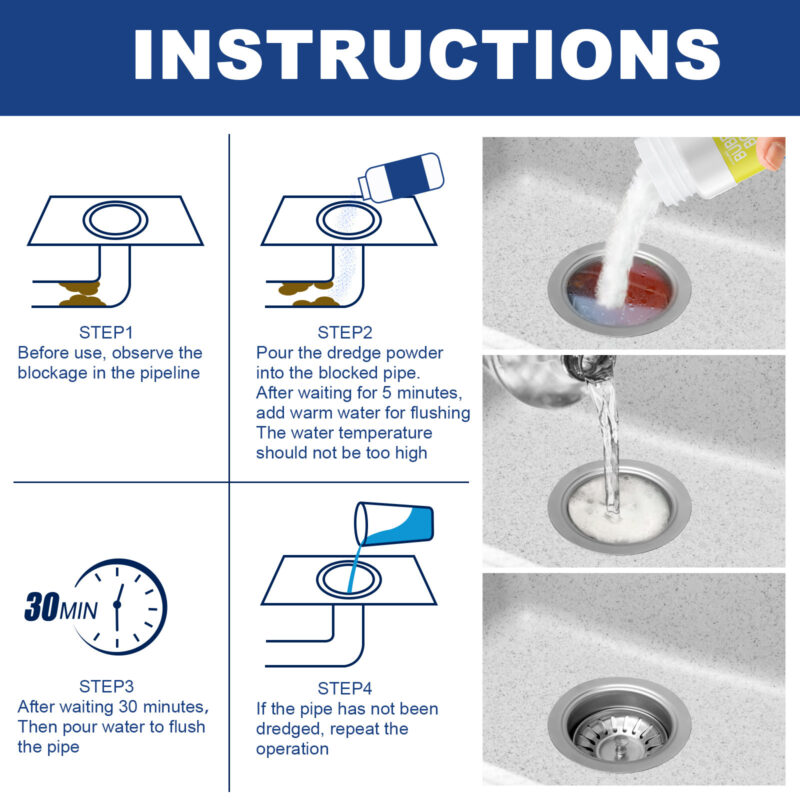 Pipe Drain Cleaner Powder: Kitchen & Bathroom Unclogger, Deodorizer - Image 6