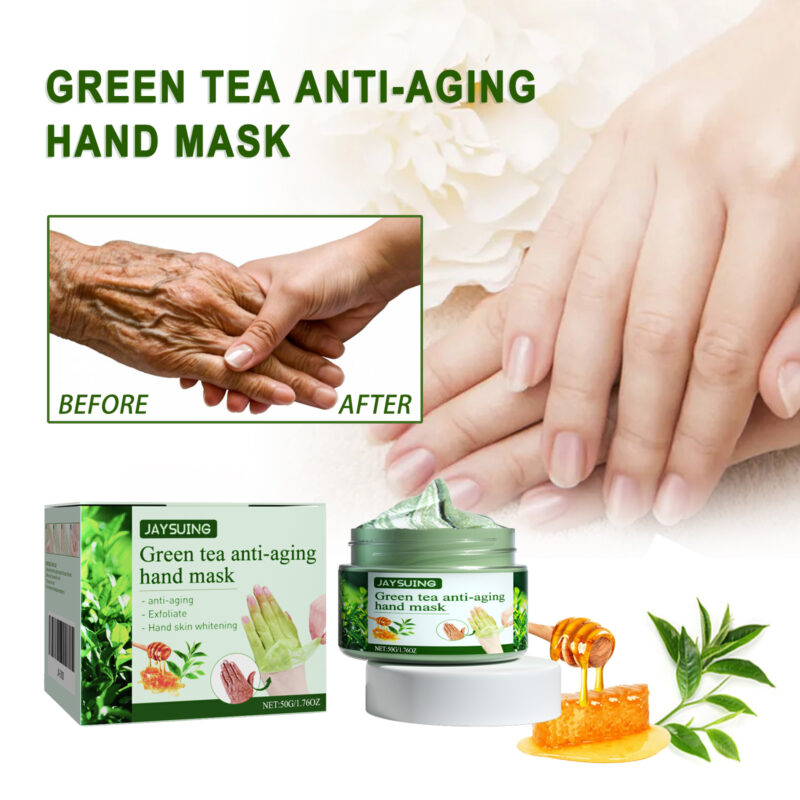 Green Tea Tear-Off Hand Mask - Moisturizing & Dead Skin Softening - Image 2