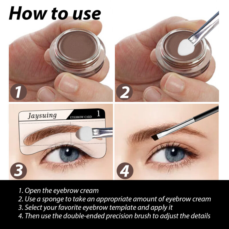 Eyebrow Cream Set - Waterproof, Long-Lasting Natural Makeup Includes Brush - Image 6