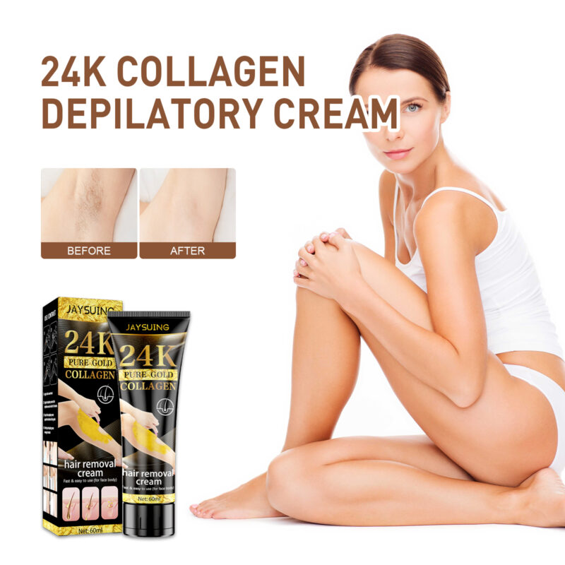 24k Gold Collagen Hair Removal Cream - Gentle Full Body Use - Image 2