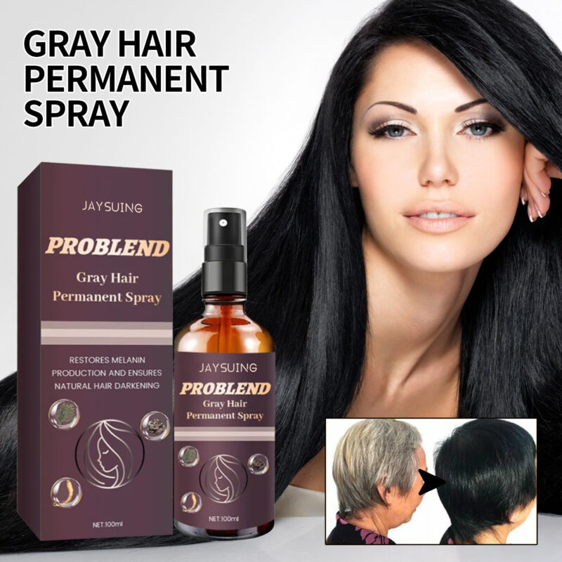 Plant Based Black Hair Spray for Covering White Hair with Natural Gloss