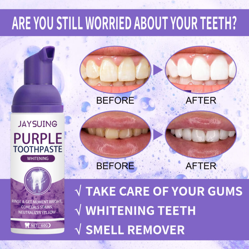 Purple Whitening Toothpaste Gentle Daily Care for Clean Teeth and Fresh Breath - Image 4
