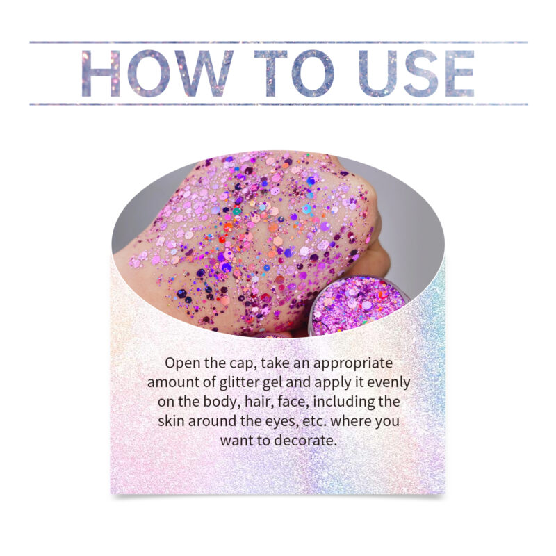 Natural Multi-Color Glitter Gel for Face, Body & Party Makeup - Image 11