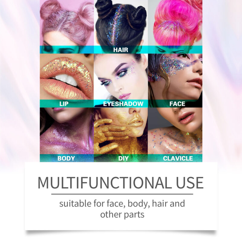 Natural Multi-Color Glitter Gel for Face, Body & Party Makeup - Image 9
