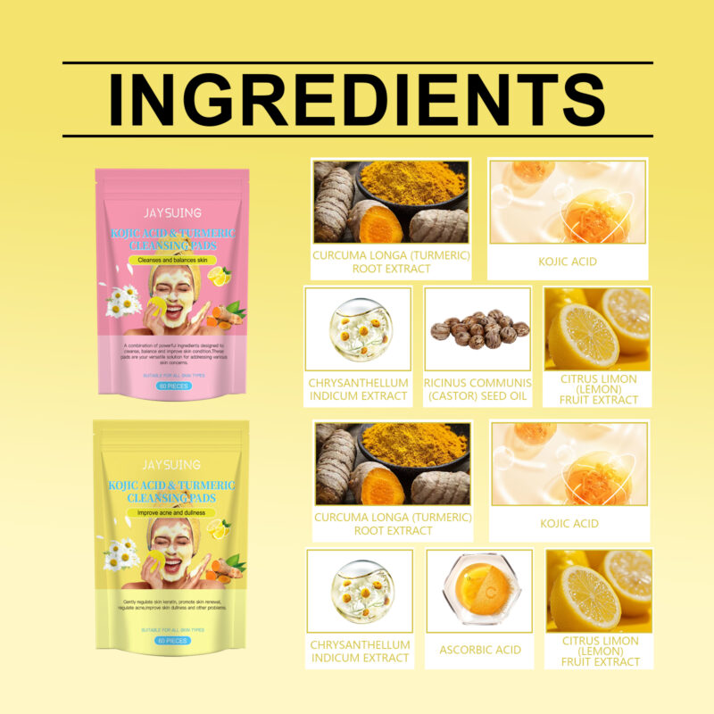 Kojic Acid Turmeric Keratin Cleansing Pads - Gentle Soothing Skincare - Image 5