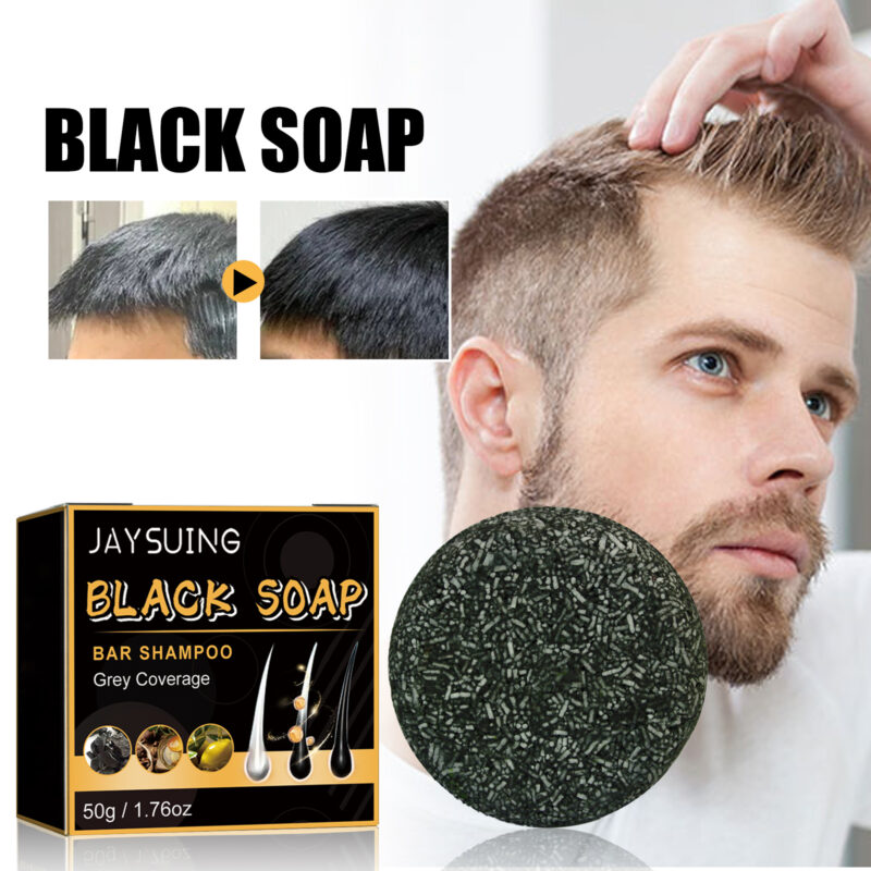 Black Shampoo Soap for Hair Care - Clean Scalp, Supple & Strong Hair - Image 2