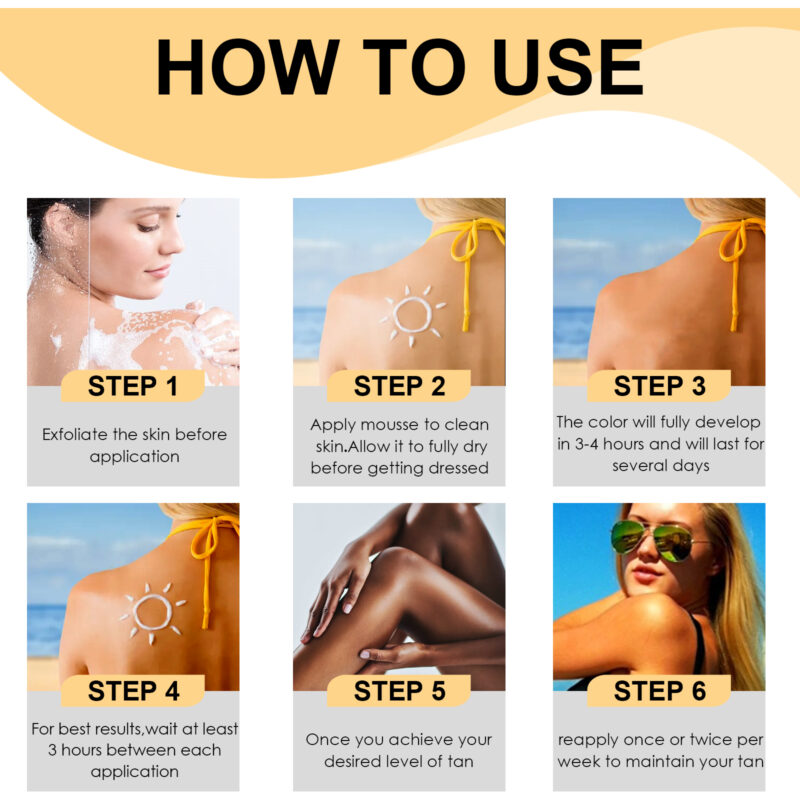 Moisturizing Self-Tanning Mousse | Natural Wheat Tan for Summer Glow - Image 6