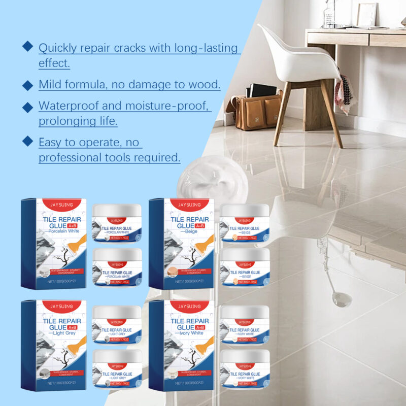 Light Gray Tile Repair Adhesive - Waterproof Sealing for Bathroom & Living Room Wall Gaps - Image 3